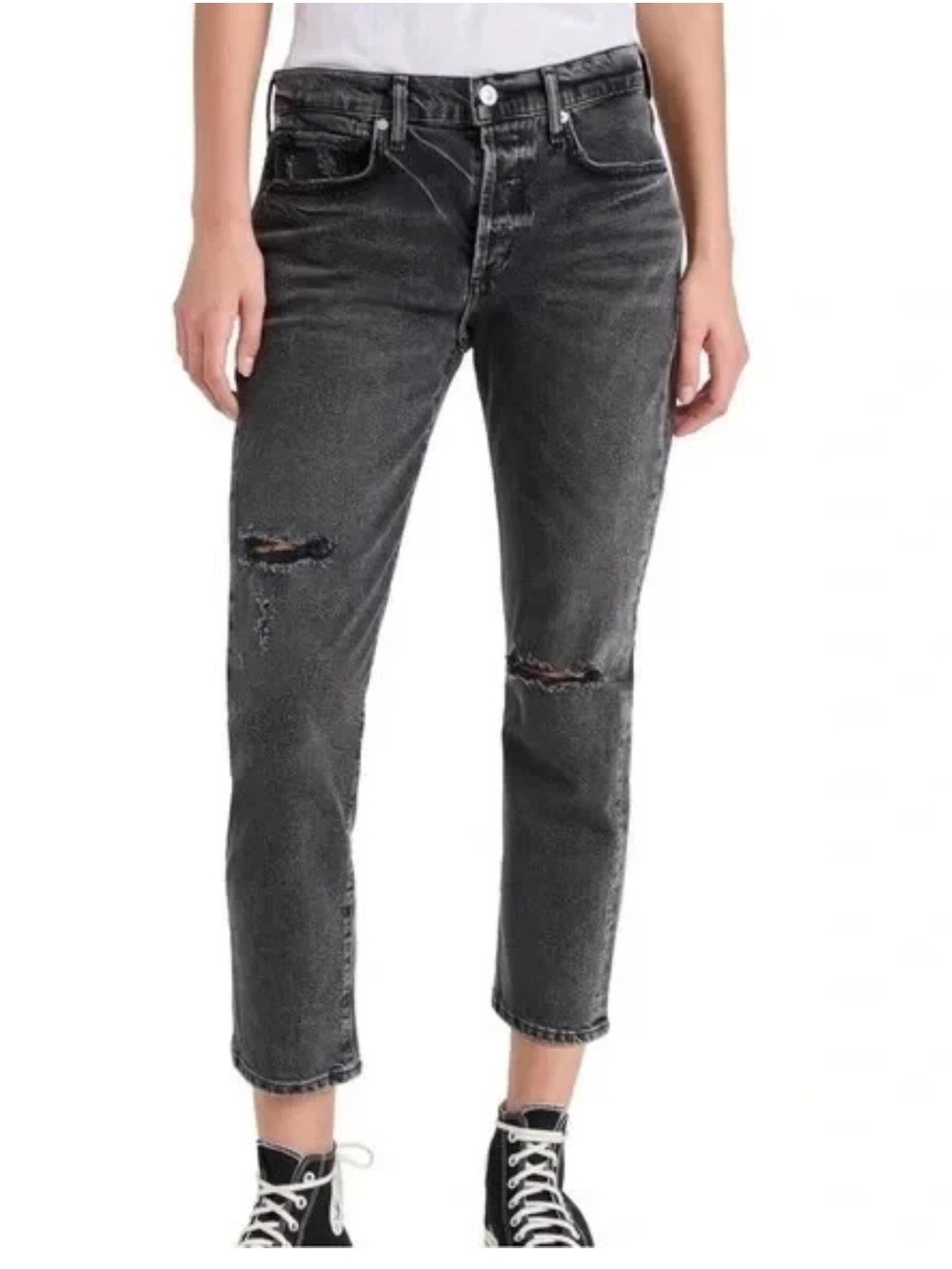 Citizens of Humanity Emerson relaxed fit mid rise jeans in black pepper size 34